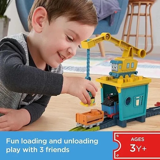 Thomas & Friends Motorized Toy Train Set Fix 'em Up Friends with Carly the Crane, Sandy the Rail Speeder & Thomas for Preschool Kids Ages 3+ Years ​