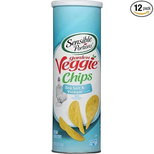 Sensible Portions Stacked Garden Veggie Chips, Sea Salt & Vinegar, 5 oz (Pack of 12)