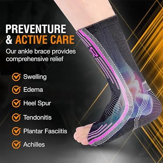 Doc Miller Ankle Brace for Sprained Ankles & Achilles Tendonitis | 1 Pair Ankle Compression Sleeve for Support, Stability & Pain Relief | Best Brace for Women & Men | Plantar Fasciitis Sleeve