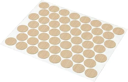 Prime-Line KD 16083 Maple Screw Hole Covers, Self-Adhesive, Smooth, Plastic (53 Per Sheet)