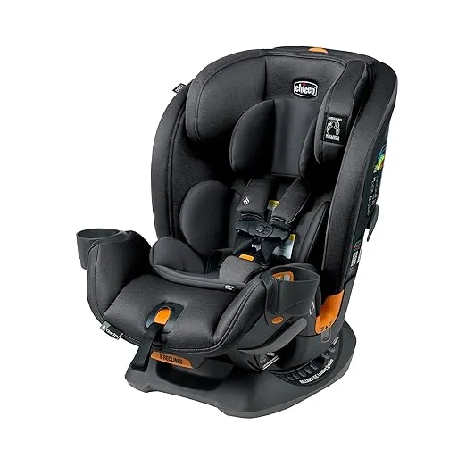 Chicco OneFit ClearTex All-in-One, Rear-Facing Seat for Infants 5-40 lbs, Forward-Facing Car Seat 25-65 lbs, Booster 40-100 lbs, Convertible| Obsidian/Black