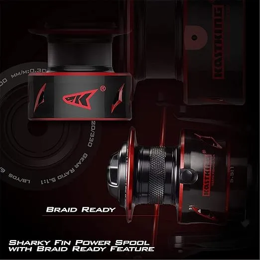 KastKing Sharky Baitfeeder III Spinning Reel 10+1 Shielded Stainless Steel BB - Carbon Fiber Drag for Live Liner Bait Fishing Action