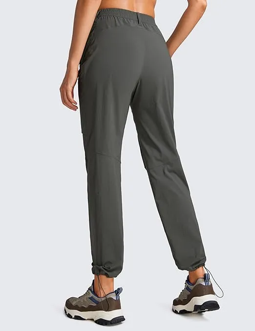 CRZ YOGA UPF 50+ Hiking Cargo Pants Women Water Resistant Lightweight Pants Outdoor Athletic Joggers with 4 Zipper Pockets