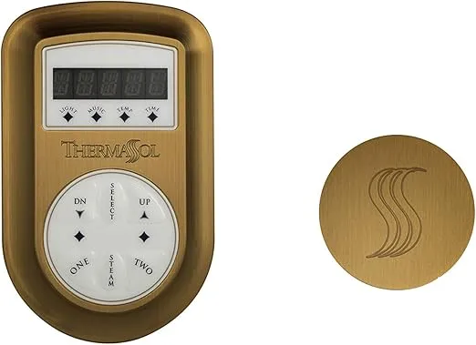 ThermaSol SET-SVRD-AB Antique Brass ThermaSol SET-SVRD Signature Steam Shower Kit - Includes Control Panel and Round Steam Head