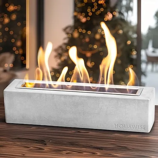 Tabletop Fire Pit - Concrete Outdoor & Indoor Fire Pit Tabletop, Smores Maker Kit, Table Top Firepit, Small Portable Mini Indoor Fireplace