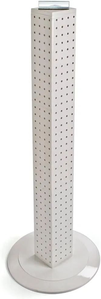 Azar Displays 700223-WHT Pegboard 4-Sided Revolving Counter Display, White Solid Color