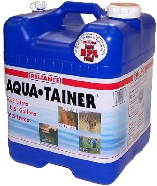 Reliance Products Aqua Tainer 7 Gallon Drinking Water Storage Container Tank (4 Pack)