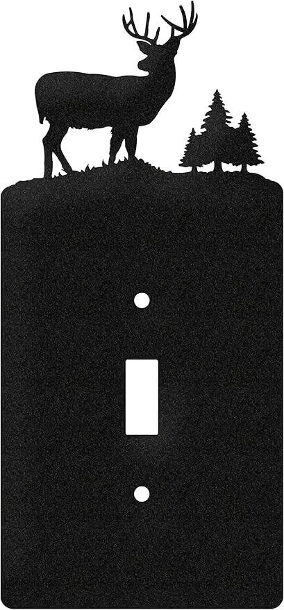 SWEN Products Deer Wildlife Wall Plate Cover (Single Switch, Black)