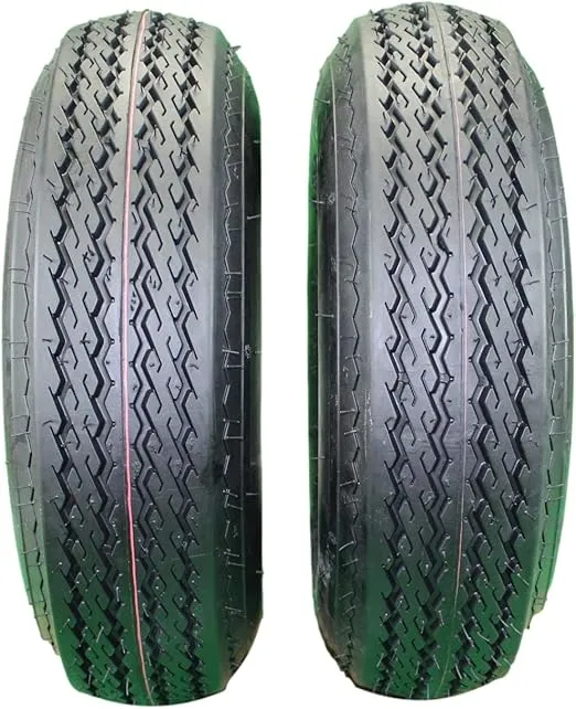Antego 2-Pack Trailer Tire On Rim 570-8 5.70-8 Load C 5 Lug White Wheel