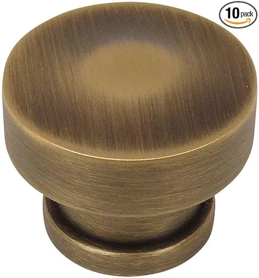 10 Pack - Cosmas 704BAB Brushed Antique Brass Round Contemporary Cabinet Hardware Knob - 1-1/4" Diameter