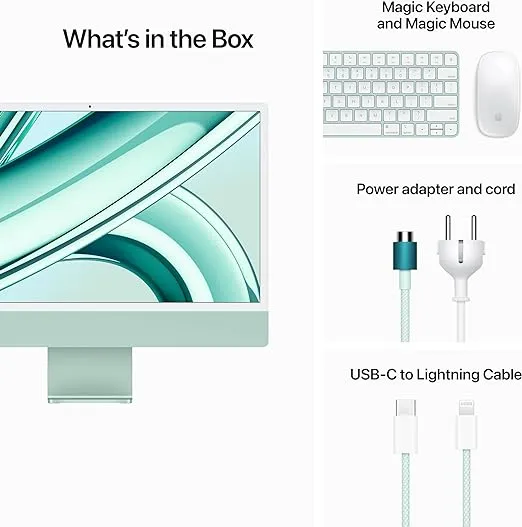 Apple 2023 iMac All-in-One Desktop Computer with M3 chip: 8-core CPU, 8-core GPU, 24-inch Retina Display, 8GB Unified Memory, 256GB SSD Storage, Matching Accessories. Works with iPhone/iPad; Green