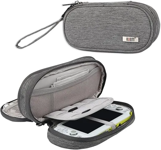 BUBM Double Compartment Storage Case Compatible with PS Vita and PSP, Protective Carrying bag, Portable Travel Organizer Case Compatible with PSV and Other Accessories,Gray