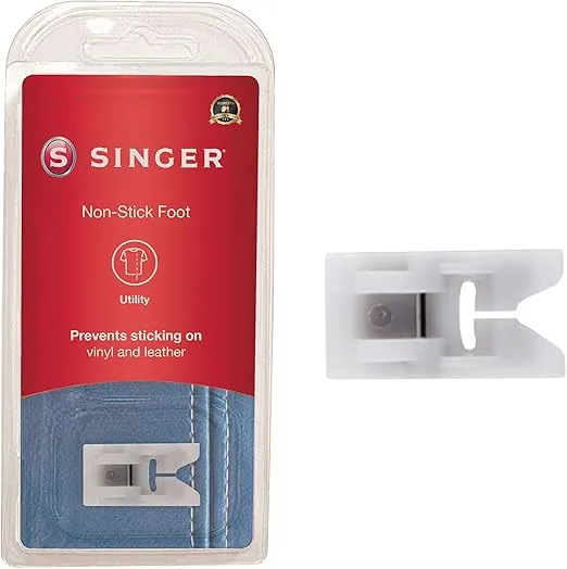 SINGER Non-Stick Presser Foot | Ideal for Sewing Leather, Vinyl, Plastic, Oilcloth & Laminated Fabrics | Smooth Glide with Teflon Coating | Works Best On Singer Sewing Machines