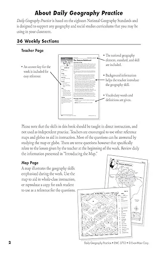 Evan-Moor Daily Geography Practice, Grade 4, Homeschooling and Classroom Resource Workbook, Reproducible Worksheets, Teaching Edition, Downloadable Maps, USA, World, Continents, Oceans, Countries