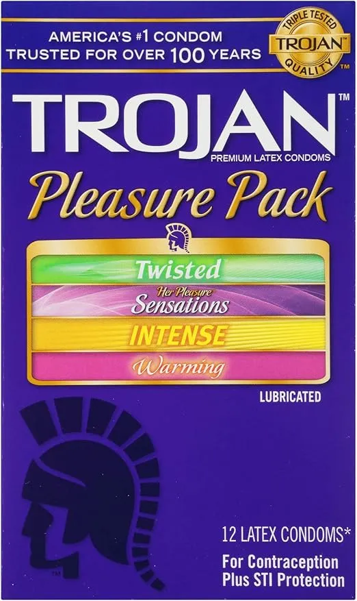 Trojan Pleasure Variety Pack Lubricated Condoms - 12 Count