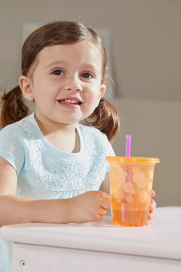 The First Years Take & Toss Toddler Straw Cups - Spill Proof and Dishwasher Safe Toddler Cups with Straws - Toddler Feeding Supplies - 10 Oz - 4 Count