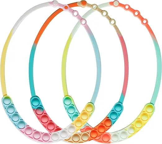 Pop Necklace Set of 3 by Tilcare Chew Chew - 3D Bubble Necklaces for Kids and Toddlers - Popper Pearls Sensory Fidget Toys for ADD, ADHD and Autism - Washable and Reusable Food Grade Silicone