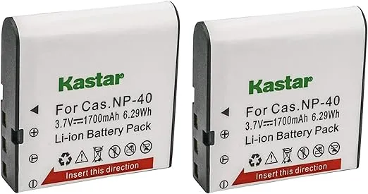 Kastar Battery (2-Pack) for Cas NP-40 & Cas Exilim EX-Z1000 EX-Z1050 EX-Z1080 EX-Z1200 EX-Z200 EX-Z30 EX-Z300 EX-Z40 EX-Z450 EX-Z50 EX-Z500 EX-Z55 EX-Z57 PRO EX-Z600 PRO EX-Z700 EX-Z750 EX-Z850
