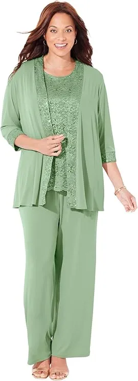 Catherines Women's Plus Size 3-Piece Lace Gala Pant Suit