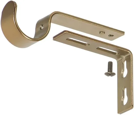 Ivilon Adjustable Brackets for Curtain Rods - for 1 or 1 1/8 Inch Rods. Set of 2 - Warm Gold