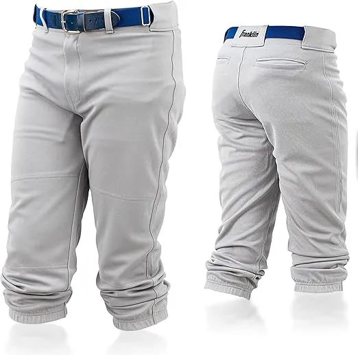 Franklin Sports Youth Baseball + Softball Pants - Knee High + Relaxed Fit Kids Baseball Pants - White, Black + Grey Pants