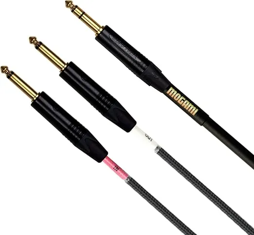 Mogami GOLD INSERT TS-02 Insert Cable, 1/4" Straight TRS Male Plug to Dual 1/4" Straight TS Male Plug Send/Receive Connectors, Gold Contacts, 2 Foot