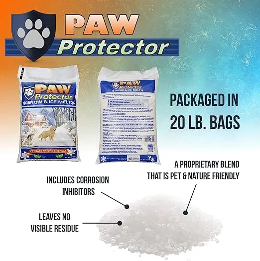 Paw Protector Pet Friendly Ice Melt (20 LB Bag) - Our Driveway and Sidewalk Deicer Will Keep Your Pets and Children Safe in The Harshest of Conditions White