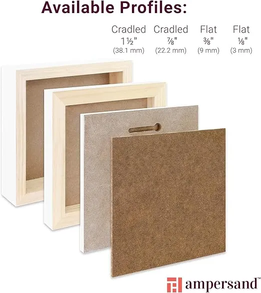 Ampersand Art Supply Wood Gesso Artist Painting Panel: Primed Smooth, 11" x 14", 3/8" Flat Profile