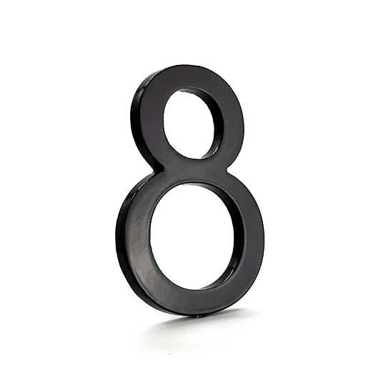 Montague Metal Products MHN-04-F-BK1-8 Solid Aluminum Modern Floating Address House Numbers, 4", Powder Coated Black
