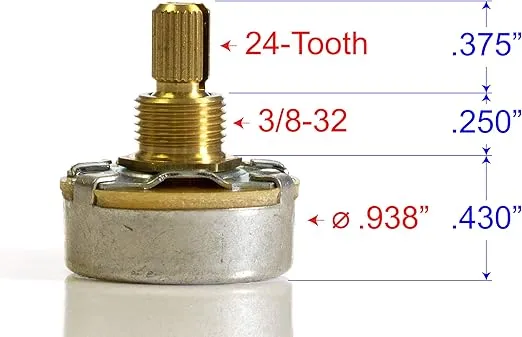 CTS Pot, 500k Audio, Split-Shaft (4 Pack)