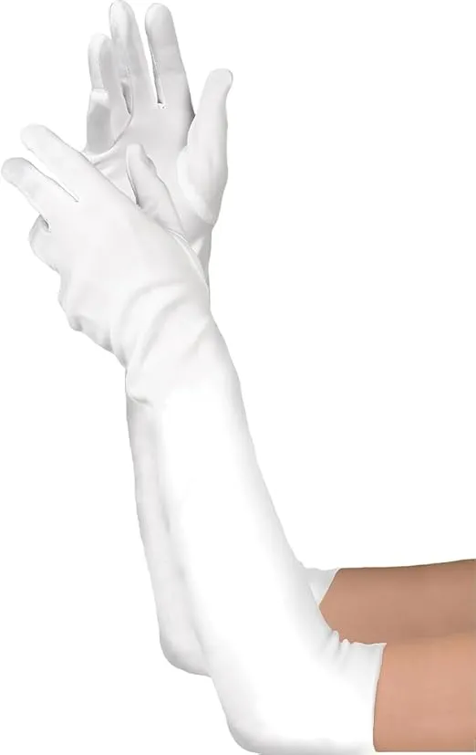 Elegant Long Polyester White Gloves for Kids - Pack of 1 - Perfect for Dress-Up, Costumes, & Formal Events