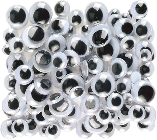 Creativity Street Peel and Stick Wiggle Eyes Assorted, 7mm to 15mm, Black, 100-Pack
