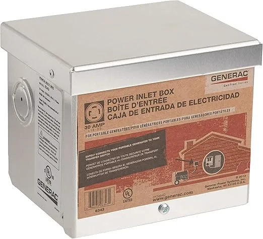 Generac 6343 30-Amp 125/250V Raintight Aluminum Power Inlet Box - Durable Outdoor Power Connection