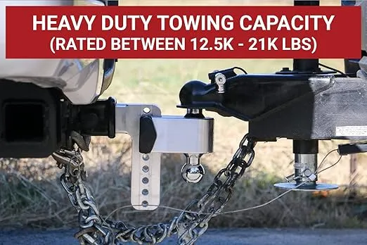 Weigh Safe Adjustable Trailer Hitch Ball Mount, 6" Adjustable Drop Hitch for 2.5" Receiver w/ 2 pc Keyed Alike Lock Set, Heavy Duty Aluminum Trailer Tow Hitch w/Chrome Plated Tow Balls, 18,500 GTW