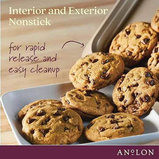 Anolon Advanced Nonstick Bakeware Layer Cake Pan Set with Silicone Grips, 9" Round (Set of 2), Bronze
