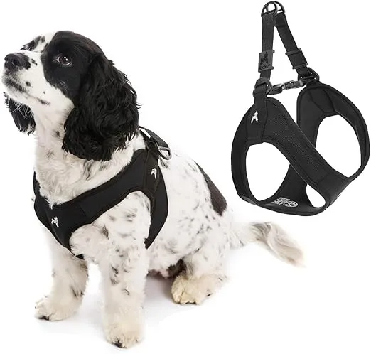 Gooby Escape Free Easy Fit Harness - Black, Small - No Pull Step-in Patented Small Dog Harness with Quick Release Buckle - Perfect On The Go No Pull Harness for Small Dogs or Medium Dog Harness