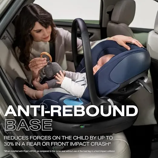 Cybex Cloud G Comfort Extend Infant Car Seat with Anti-Rebound Base, Linear Side Impact Protection, Latch Install, Ergonomic Full Recline, Extended Leg Rest, Moon Black