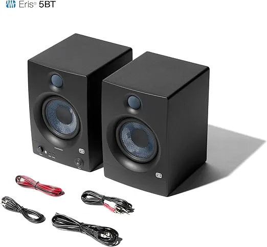 PreSonus Eris 5BT Bluetooth Studio Monitors, Pair — 5" Powered, Active Monitor Speakers for Near Field Music Production, Audio Mixing & Recording
