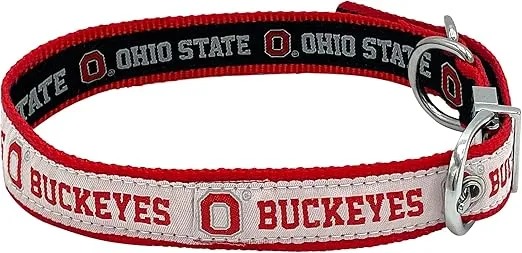 Ohio State Buckeyes Reversible NCAA Dog Collar, Large. Premium Home & Away Two-Sided Pet Collar Adjustable with Metal Buckle. Your Favorite NCAA Team with Unique Design on Each Side! for Dogs & Cats