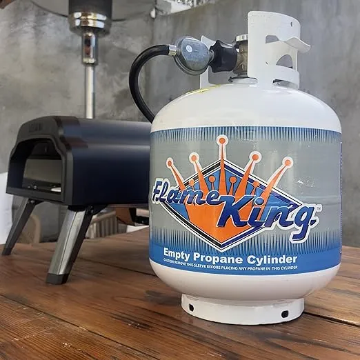 Flame King YSN201b 20 Pound Steel Propane Tank Cylinder with Type 1 Overflow Protection Device Valve for Grills and BBQs, White