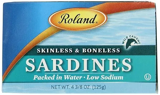 Roland Sardines in Water, Skinless & Boneless, Low Sodium, 4.375 Ounce (Pack of 10) (Packaging May Vary)