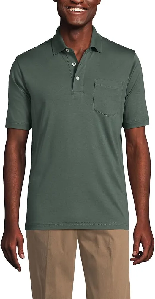Lands' End Men's Short Sleeve Supima Cotton Polo Shirt with Pocket