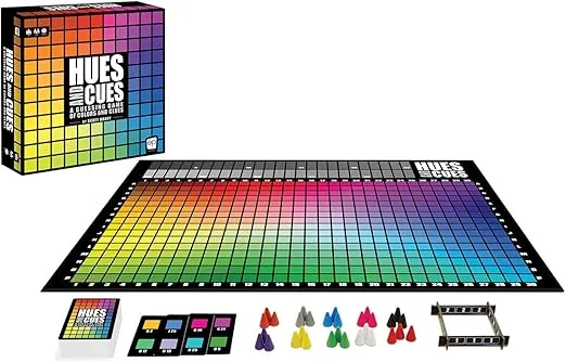 HUES and CUES - Vibrant Color Guessing Board Game for 3-10 Players Ages 8+, Connect Clues and Guess from 480 Color Squares