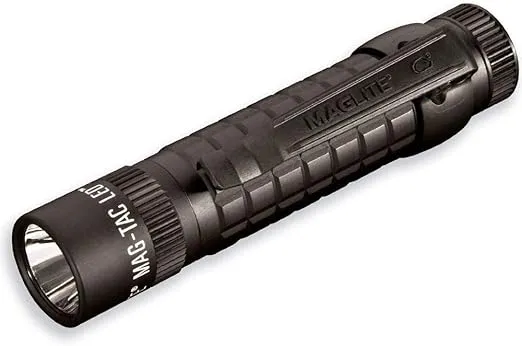Maglite Mag-Tac LED Rechargeable Flashlight - Plain-Bezel, Matte Black