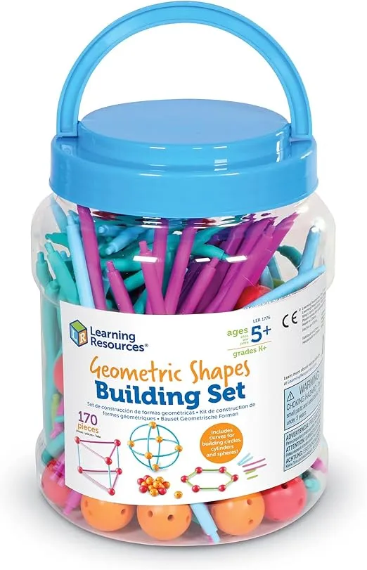 Learning Resources Geometric Shapes Building Set, Early Math Skills, Back to School Activities, Classroom Games for Teachers, 170 Piece Set, Ages 5+