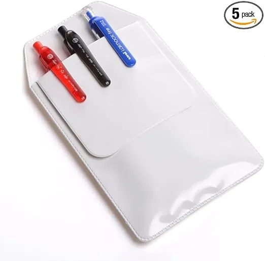 Armear 5 PCS White Pocket Protector for Pen Leaks - Heavy Duty Pen Holder Pouch for Shirts/Pants/Lab Coats, Pencil Pocket Holder for School Office Hospital Supplies
