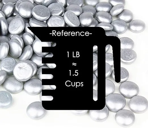 CYS EXCEL Silver Glass Gemstone Beads Vase Fillers (1 LB) Flat Marble Beads Multiple Color Choices Aquarium Decor Rocks Floral Stones Decorative Mosaic Glass Gem Pebbles (Approx. 85-100 PCS)