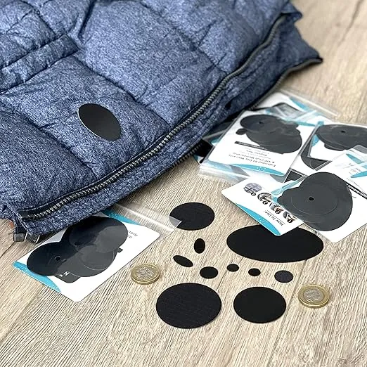 aZengear Repair Patches for Jackets, Air Mattress, Inflatables, Tents, PVC - Waterproof Kit, Self-Adhesive, Tear-Cold-Heat-Resistant Nylon Polyester Fabric to Fix Down Puffer Coats, 11 Pcs