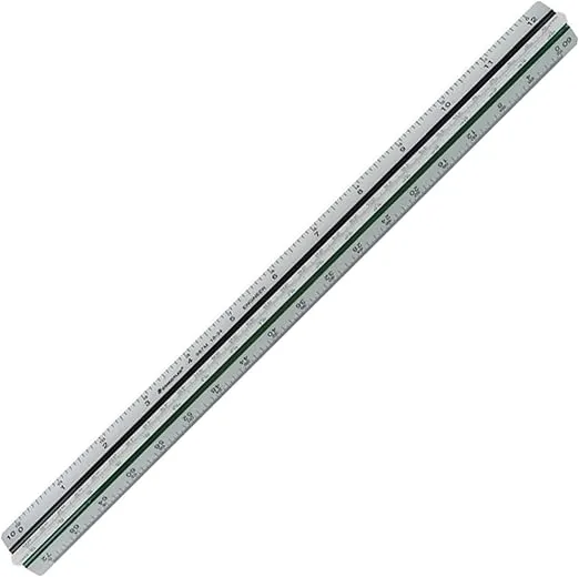 Staedtler 12-Inches Engineer Aluminum Triangular Scale (987M1834BK),Blue