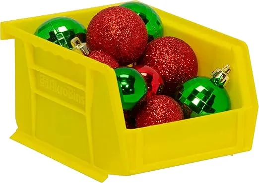 Akro-Mils 08212 AkroBins Plastic Storage Bins, Space-Saving Stackable Bins to use for Garage Organization Bins, Pantry Organization, Craft Storage, 5-Inch x 4-Inch x 3-Inch, Yellow, 6-Pack